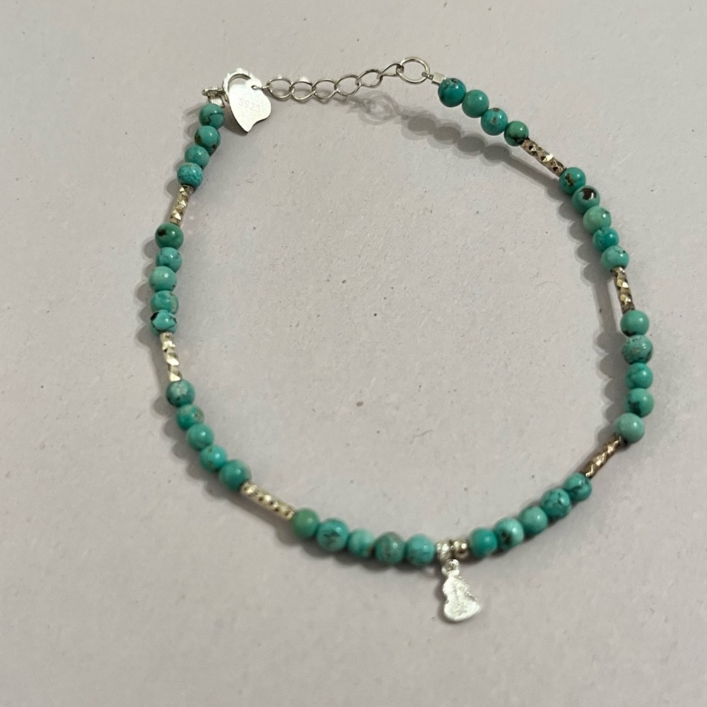 Turquoise Beaded Bracelet marked 925